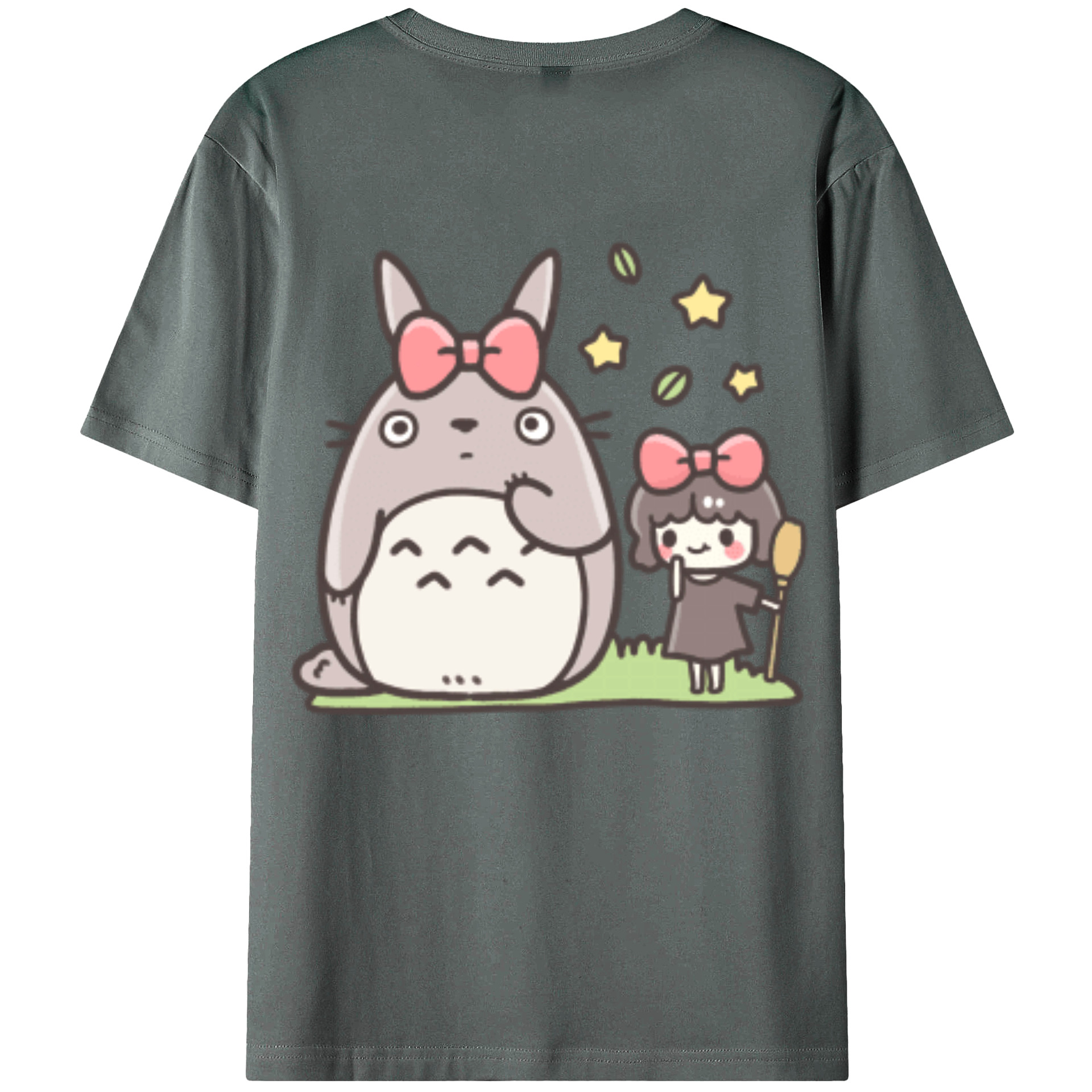 （画像用） となりのトトロ 草壁メイ 草壁サツキ My Neighbor Totoro Satsuki Kusakabe Mei Kusakabe 綿100％ メンズ半袖Tシャツ（バックプリント） 通気性